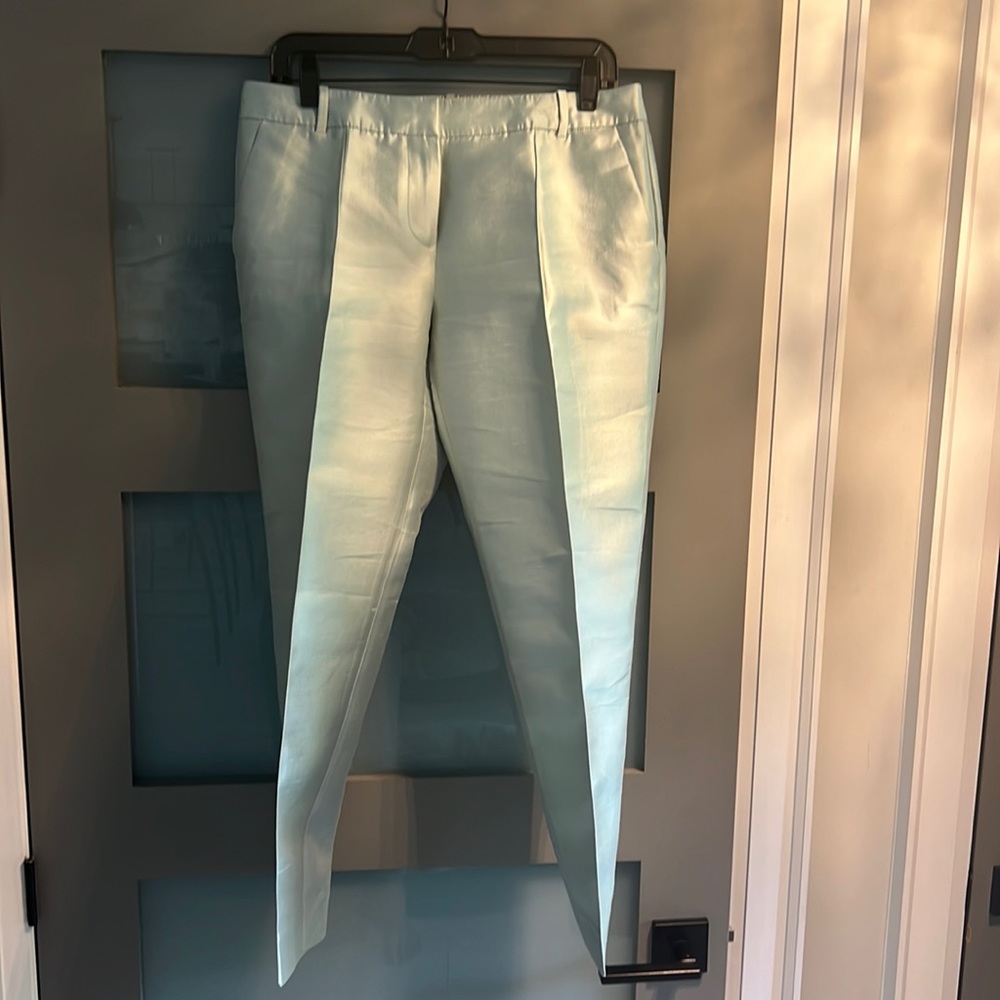 J crew silk and cotton light green pants